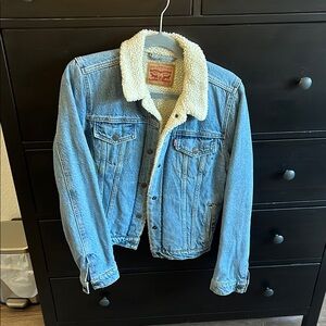 Levi's Blue Jean Jacket with White Sherpa Lining
